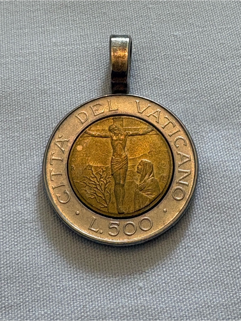 VATICAN CITY Catholic 500 Lire Coin Necklace Pendant